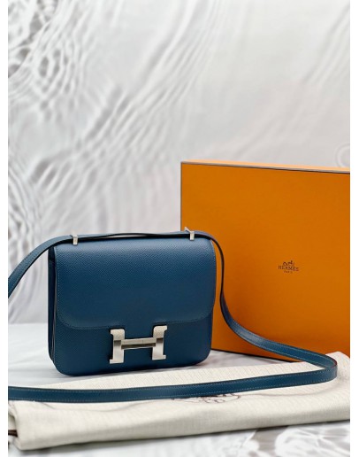 HERMES CONSTANCE 18 IN BLUE COBALT EPSOM LEATHER -FULL SET- 