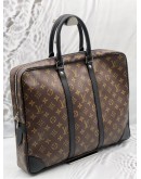 LOUIS VUITTON VOYAGE BRIEFCASE IN BROWN MONOGRAM CANVAS WITH BLACK LEATHER