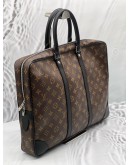 LOUIS VUITTON VOYAGE BRIEFCASE IN BROWN MONOGRAM CANVAS WITH BLACK LEATHER