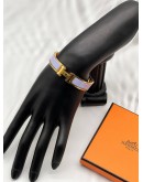 (LIKE NEW) HERMES CLIC H BRACELET IN GOLD PLATED WITH LILAC ENAMEL 