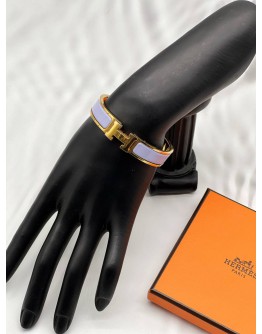 (LIKE NEW) HERMES CLIC H BRACELET IN GOLD PLATED WITH LILAC ENAMEL 