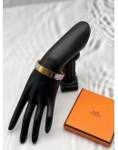 (LIKE NEW) HERMES CLIC H BRACELET IN GOLD PLATED WITH LILAC ENAMEL 
