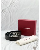 SALVATORE FERRAGAMO GANCINI BELT SIZE 95 IN BLACK LEATHER -FULL SET- 