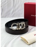 SALVATORE FERRAGAMO GANCINI BELT SIZE 95 IN BLACK LEATHER -FULL SET- 