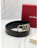 SALVATORE FERRAGAMO GANCINI BELT SIZE 95 IN BLACK LEATHER -FULL SET- 