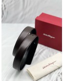SALVATORE FERRAGAMO GANCINI BELT SIZE 95 IN BLACK LEATHER -FULL SET- 