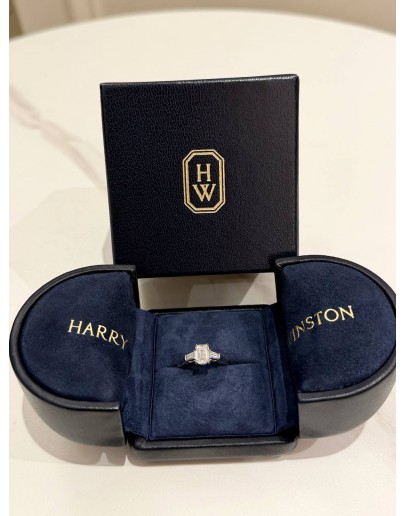 (UNUSED) HARRY WINSTON 1.09CT RING SIZE 55 IN 18K 750 WHITE GOLD WITH DIAMOND -FULL SET-