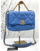 (LIKE NEW) CHANEL 19 FLAP BAG IN BLUE LAMBSKIN LEATHER 