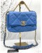 (LIKE NEW) CHANEL 19 FLAP BAG IN BLUE LAMBSKIN LEATHER 