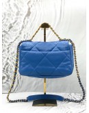 (LIKE NEW) CHANEL 19 FLAP BAG IN BLUE LAMBSKIN LEATHER 