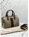 (LIKE NEW) GUCCI OPHIDIA BOSTON IN BEIGE GG SUPREME CANVAS WITH BROWN LEATHER 