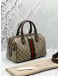 (LIKE NEW) GUCCI OPHIDIA BOSTON IN BEIGE GG SUPREME CANVAS WITH BROWN LEATHER 