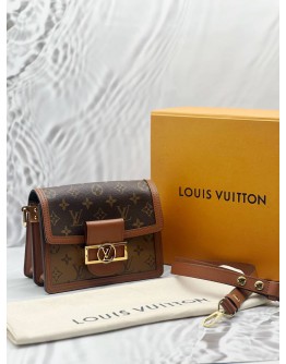 (LIKE NEW) LOUIS VUITTON MINI DAUPHINE IN BROWN MONOGRAM REVERSE CANVAS -FULL SET- 