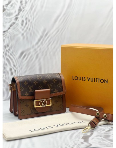 (LIKE NEW) LOUIS VUITTON MINI DAUPHINE IN BROWN MONOGRAM REVERSE CANVAS -FULL SET- 