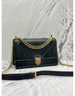 CHRISTIAN DIOR MEDIUM DIORAMA FLAP SHOULDER BAG IN BLACK LEATHER