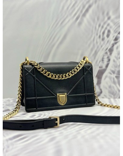 CHRISTIAN DIOR MEDIUM DIORAMA FLAP SHOULDER BAG IN BLACK LEATHER