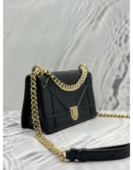 CHRISTIAN DIOR MEDIUM DIORAMA FLAP SHOULDER BAG IN BLACK LEATHER