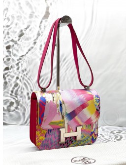 (UNUSED) 2021 HERMES CONSTANCE 24 LIMITED EDITION IN ROSE MEXICO SWIFT LEATHER WITH MARBLE SILK -FULL SET-