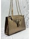 GUCCI EMILY LARGE SHOULDER BAG IN METALLIC BROWN GG GUCCISSIMA PATENT LEATHER