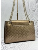 GUCCI EMILY LARGE SHOULDER BAG IN METALLIC BROWN GG GUCCISSIMA PATENT LEATHER