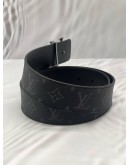LOUIS VUITTON REVERSIBLE BELT SIZE 80 IN BLACK MONOGRAM ECLIPSE CANVAS WITH LEATHER