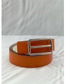 HERMES REVERSIBLE BELT SIZE 100 IN ORANGE WITH WHITE LEATHER