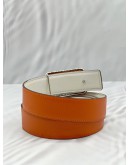 HERMES REVERSIBLE BELT SIZE 100 IN ORANGE WITH WHITE LEATHER
