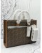 (UNUSED) MICHAEL KORS GIGI LARGE TOTE BAG IN BROWN CANVAS WITH LEATHER