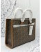 (UNUSED) MICHAEL KORS GIGI LARGE TOTE BAG IN BROWN CANVAS WITH LEATHER