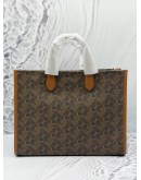 (UNUSED) MICHAEL KORS GIGI LARGE TOTE BAG IN BROWN CANVAS WITH LEATHER