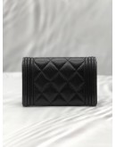 (UNUSED) CHANEL BOY FLAP CARD HOLDER IN BLACK CAVIAR LEATHER -FULL SET-