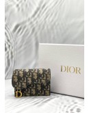 CHRISTIAN DIOR SADDLE BLOOM CARD HOLDER IN BLUE DIOR OBLIQUE JACQUARD