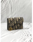 CHRISTIAN DIOR SADDLE BLOOM CARD HOLDER IN BLUE DIOR OBLIQUE JACQUARD