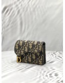 CHRISTIAN DIOR SADDLE BLOOM CARD HOLDER IN BLUE DIOR OBLIQUE JACQUARD