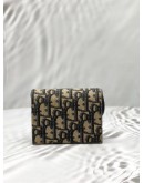 CHRISTIAN DIOR SADDLE BLOOM CARD HOLDER IN BLUE DIOR OBLIQUE JACQUARD