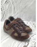 LOUIS VUITTON GLOBE TROTTER SNEAKERS SIZE 7.5 IN BROWN MONOGRAM CANVAS WITH SUEDE LEATHER