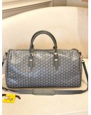 (LIKE NEW) GOYARD BOSTON 50 DUFFLE IN GREY GOYARDINE CANVAS WITH VAUZELLES CALFSKIN LEATHER