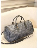 (LIKE NEW) GOYARD BOSTON 50 DUFFLE IN GREY GOYARDINE CANVAS WITH VAUZELLES CALFSKIN LEATHER