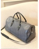 (LIKE NEW) GOYARD BOSTON 50 DUFFLE IN GREY GOYARDINE CANVAS WITH VAUZELLES CALFSKIN LEATHER