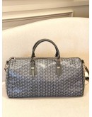 (LIKE NEW) GOYARD BOSTON 50 DUFFLE IN GREY GOYARDINE CANVAS WITH VAUZELLES CALFSKIN LEATHER