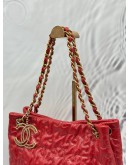 CHANEL PUZZLE TOTE BAG IN BRIGHT RED PATENT LEATHER
