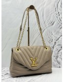 (LIKE NEW) MICROCHIP LOUIS VUITTON NEW WAVE CHAIN BAG IN TAUPE CALFSKIN LEATHER