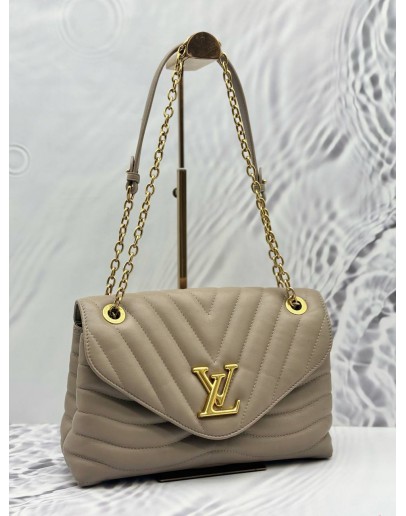 (LIKE NEW) MICROCHIP LOUIS VUITTON NEW WAVE CHAIN BAG IN TAUPE CALFSKIN LEATHER