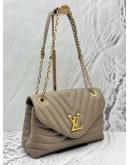 (LIKE NEW) MICROCHIP LOUIS VUITTON NEW WAVE CHAIN BAG IN TAUPE CALFSKIN LEATHER