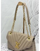 (LIKE NEW) MICROCHIP LOUIS VUITTON NEW WAVE CHAIN BAG IN TAUPE CALFSKIN LEATHER