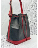 LOUIS VUITTON NOE BUCKET BAG IN BLACK EPI LEATHER WITH RED CALFSKIN LEATHER