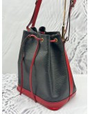 LOUIS VUITTON NOE BUCKET BAG IN BLACK EPI LEATHER WITH RED CALFSKIN LEATHER