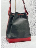 LOUIS VUITTON NOE BUCKET BAG IN BLACK EPI LEATHER WITH RED CALFSKIN LEATHER