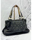 FENDI ZUCCA STAR TOTE BAG IN BLACK CANVAS WITH LEATHER