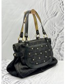 FENDI ZUCCA STAR TOTE BAG IN BLACK CANVAS WITH LEATHER